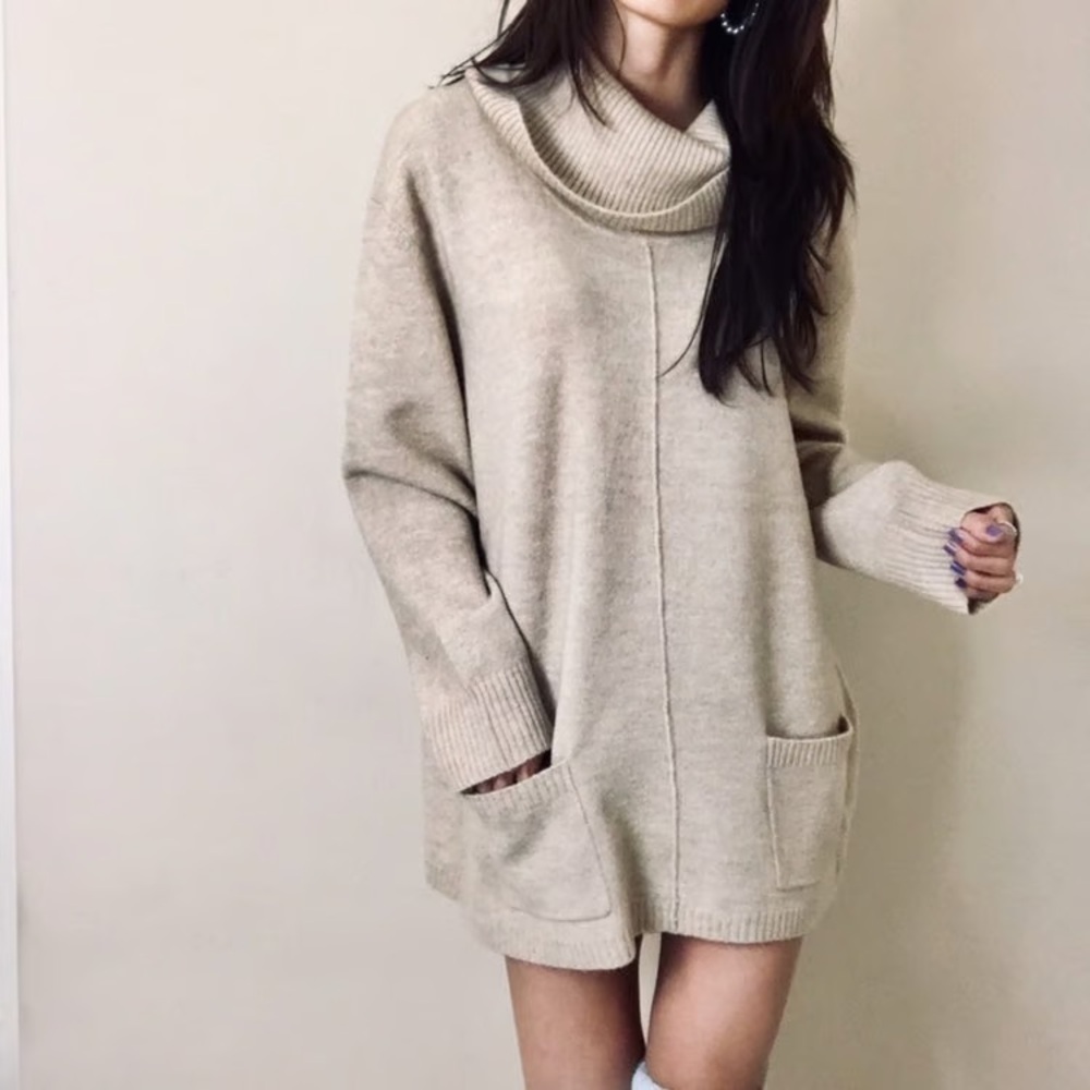 Calvin Klein Women's Beige Cowl Neck Sweater